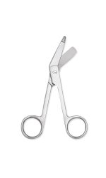 Bandage Scissors Centurion® Lister 5-1/2 Inch Length Floor / Office Grade Stainless Steel Sterile Finger Ring Handle Angled Blunt Tip / Blunt Tip CASE OF 20 MK-864269