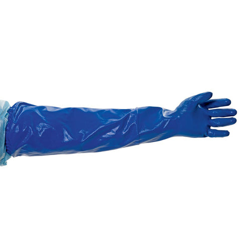 Utility Glove Extended Sleeve Small Nitrile Blue 24 Inch Length Elastic Cuff NonSterile  PROT NITRO LF PF ELAS CUFF BLU SM MK-876178