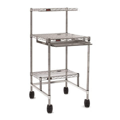 MARKET LEB Cleanroom Mobile Computer Station with Shelf Chrome, EACH ML90379