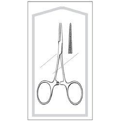 Mosquito Forceps Econo Sterile™ Hartmann 3-1/2 Inch Length Floor / Office Grade Pakistani Stainless Steel Sterile Locking Finger Ring Handle Straight Serrated Tips CASE OF 50 MK-907097