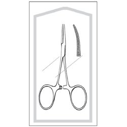 Mosquito Forceps Econo Sterile™ Hartmann 3-1/2 Inch Length Floor / Office Grade Pakistani Stainless Steel Sterile Locking Finger Ring Handle Curved Serrated Tips CASE OF 50 MK-907098