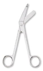 Bandage Scissors Centurion® Lister 7-1/4 Inch Length Floor / Office Grade Stainless Steel Sterile Finger Ring Handle Angled Blunt Tip / Blunt Tip CASE OF 20 MK-926951