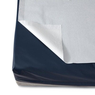 McKesson Bed Sheet Flat 58 X 96 Inch Blue Tissue / Poly Disposable  DISP TISS BLU 58"X96" (25/CS) MK-930919