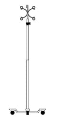 B. Braun IV Stand Piggyback Hook 5-Hook 4 Legs with Heavy-Duty Casters - M-944879-3223 - Each