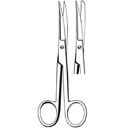 Operating Scissors Merit™ 4-1/2 Inch Length Floor / Office Grade Pakistani Stainless Steel NonSterile Finger Ring Handle Curved Blunt Tip / Blunt Tip EACH MK-947588