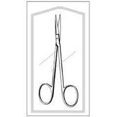Iris Scissors Econo Sterile™ 3-1/2 Inch Length Floor / Office Grade Pakistani Stainless Steel Sterile Finger Ring Handle Curved on Flat Sharp Tip / Sharp Tip CASE OF 50 MK-955567