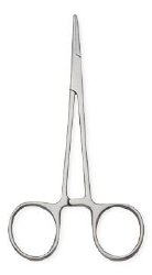 Mosquito Forceps Centurion® 5 Inch Length Floor / Office Grade Stainless Steel Sterile Locking Finger Ring Handle Straight Serrated Tips CASE OF 20 MK-973656