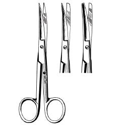Operating Scissors Econo Sterile™ 5-1/2 Inch Length Floor / Office Grade Pakistani Stainless Steel Sterile Finger Ring Handle Curved on Flat Sharp Tip / Blunt Tip CASE OF 25 MK-974878