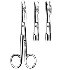 Operating Scissors Econo Sterile™ 5-1/2 Inch Length Floor / Office Grade Pakistani Stainless Steel Sterile Finger Ring Handle Curved on Flat Sharp Tip / Blunt Tip CASE OF 25 MK-974878