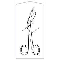 Bandage Scissors Econo Sterile™ Lister 7-1/4 Inch Length Floor / Office Grade Pakistani Stainless Steel Sterile Finger Ring Handle Angled Blunt Tip / Blunt Tip CASE OF 25 MK-975430