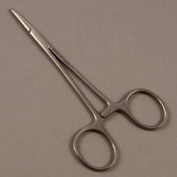 Mosquito Forceps Merit Sterile™ Halsted 5 Inch Length Floor / Office Grade Pakistani Stainless Steel Sterile Locking Finger Ring Handle Straight Serrated Tips CASE OF 50 MK-983981