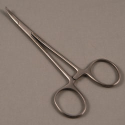 Mosquito Forceps Merit Sterile™ Halsted 5 Inch Length Floor / Office Grade Pakistani Stainless Steel Sterile Locking Finger Ring Handle Curved Serrated Tips CASE OF 50 MK-983982