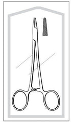 Needle Holder Baumgartner 5-1/2 Inch Length Straight Cross Serrated Blunt Tips with Groove Finger Ring Handle Case of 25 MK-984139
