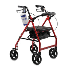 market leb DynaGo™ Aluminum Rollator, Quad 8 • 7.5" Wheels • Red • 24.6"W x 25.7"L x 32.16"H each ML98821-RD