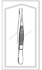 Splinter Forceps Econo Sterile™ 3-1/2 Inch Length Floor / Office Grade Pakistani Stainless Steel Sterile NonLocking Thumb Handle Straight Fine, Pointed Serrated Tips EA/CS MK-989274