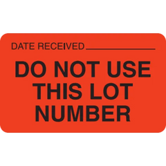 Marketlab Lot Signal Labels • “DO NOT USE THIS LOT NUMBER” • Fluorescent Orange, 2.5"W x 1.5"H pack of 1000