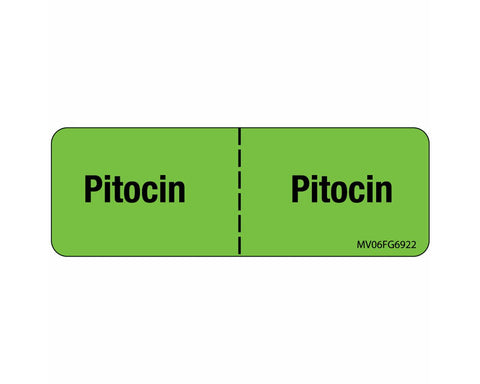 Label Paper Removable Pitocin: Pitocin, 1" Core, 2 15/16" x 1", Fl. Green - MV06FG6922 | Roll of 333