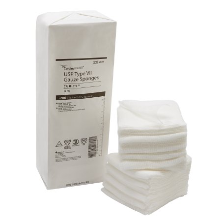 Cardinal USP Type VII Gauze Sponge Curity™ Cotton 12-Ply 4 X 4 Inch Square NonSterile