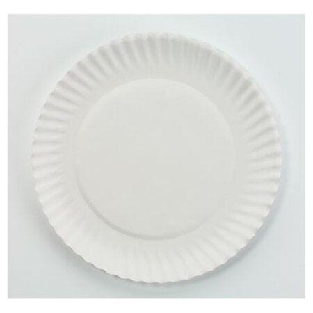 AJM Packaging Corporation White Paper Plates, 6" dia, 100/Pack, 10 Packs/Carton
