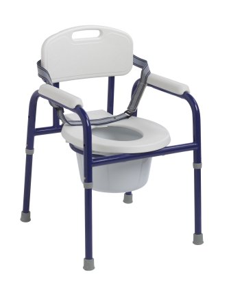 Drive Medical Commode Chair Pinniped Padded Fixed Arm Steel Frame Curved Back