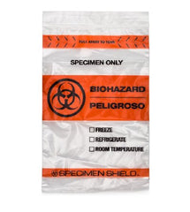 StatLab Medical Products Specimen Transport Bag with Document Pouch Specimen Shield™ 6 X 9 Inch Polyethylene Zip Closure Biohazard Symbol / Storage Instructions NonSterile