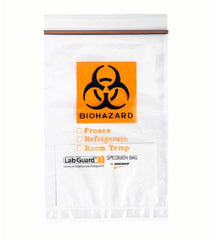 StatLab Medical Products Specimen Transport Bag with Document Pouch and Absorbent Pad Lab Guard® 6 X 9 Inch Polyethylene Zip Closure Biohazard Symbol / Storage Instructions NonSterile