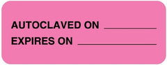 United Ad Label Pre-Printed Label UAL™ Auxiliary Label Pink Paper AUTOCLAVED ON ______ / EXPIRES ON ______ Black Quality Control Label 7/8 X 2-1/4 Inch - M-1003393-2507 - Roll of 1