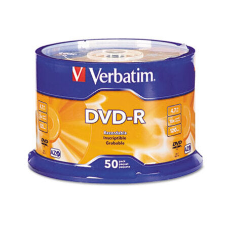 Verbatim® DVD-R Discs, 4.7GB, 16x, Spindle, Silver, 50/Pack