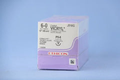 J & J Healthcare Systems Suture with Needle Coated Vicryl™ Absorbable Coated Undyed Suture Braided Polyglactin 910 Size 6 - 0 18 Inch Suture 1-Needle 11 mm Length 1/2 Circle Reverse Cutting Needle
