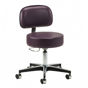Clinton Industries Exam Stool Premier Series Upholstered Back Pneumatic Height Adjustment 5 Casters Cappuccino
