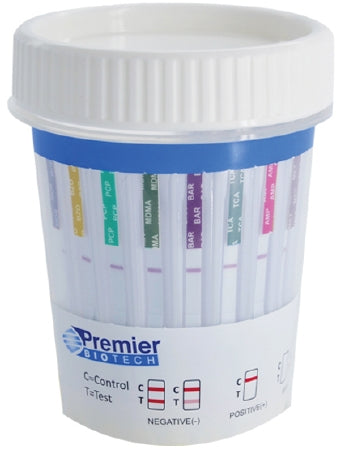Premier Biotech Drugs of Abuse Test Bio-Cup™ 10-Drug Panel AMP, BAR, BZO, COC, mAMP/MET, MTD, OPI, PCP, PPX, THC Urine Sample 25 Tests