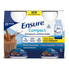 Abbott Nutrition Oral Supplement Ensure® Compact Therapeutic Nutrition Shake Chocolate Flavor Ready to Use 4 oz. Bottle