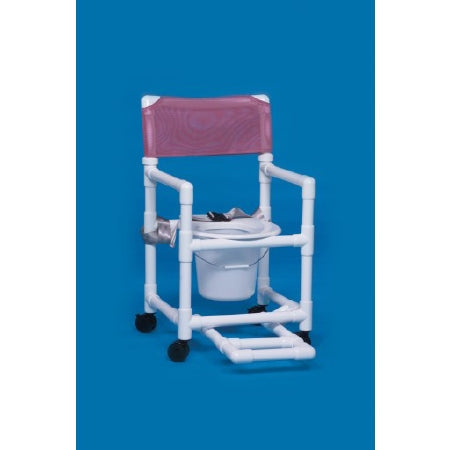 IPU Commode / Shower Chair Standard Fixed Arm PVC Frame Mesh Back 21 Inch Seat Width