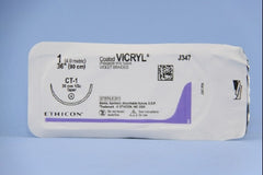 Suture with Needle Coated Vicryl Absorbable Coated Violet Suture Braided Polyglactin 910 Size 1 36 Inch Suture 1-Needle 36 mm Length 1/2 Circle Taper Point Needle