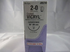 J & J Healthcare Systems Suture with Needle Coated Vicryl™ Absorbable Coated Undyed Suture Braided Polyglactin 910 Size 2 - 0 36 Inch Suture 1-Needle 40 mm Length 1/2 Circle Taper Point Needle