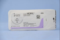Suture with Needle Coated Vicryl Absorbable Coated Undyed Suture Braided Polyglactin 910 Size 1 36 Inch Suture 1-Needle 40 mm Length 1/2 Circle Taper Point Needle