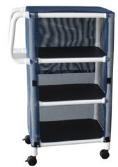 MJM International Linen Cart with Cover 3 Shelves 75 lbs. per Shelf Weight Capacity PVC 3 Inch Twin Casters - M-1007081-2961 - Each