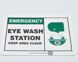 Accuform Signs Wall Sign First Aid Sign Lab Safety Supply® Emergency Eye Wash Station w/Symbol - M-1007629-1989 - Each