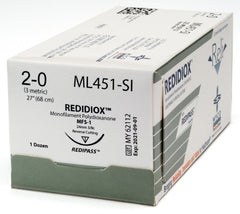 Suture with Needle Reli® Absorbable Uncoated Violet Suture Monofilament Polydioxanone Size 2 - 0 27 Inch Suture 1-Needle 24 mm Length 3/8 Circle Reverse Cutting Needle