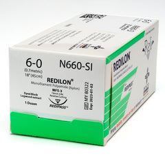 Suture with Needle Reli® Redilon Nonabsorbable Uncoated Black Suture Monofilament Nylon Size 6 - 0 18 Inch Suture 1-Needle 16 mm Length 3/8 Circle Reverse Cutting Needle