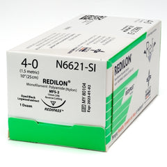 Suture with Needle Reli® Redilon Nonabsorbable Uncoated Black Suture Monofilament Nylon Size 4 - 0 10 Inch Suture 1-Needle 19 mm Length 3/8 Circle Reverse Cutting Needle