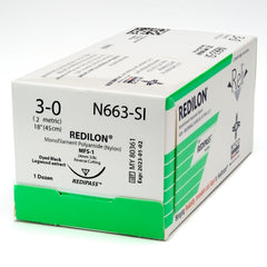 Suture with Needle Reli® Redilon Nonabsorbable Uncoated Black Suture Monofilament Nylon Size 3 - 0 18 Inch Suture 1-Needle 24 mm Length 3/8 Circle Reverse Cutting Needle