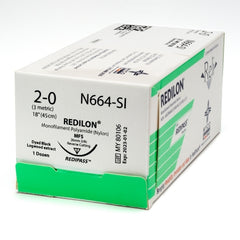 Suture with Needle Reli® Redilon Nonabsorbable Uncoated Black Suture Monofilament Nylon Size 2 - 0 18 Inch Suture 1-Needle 26 mm Length 3/8 Circle Reverse Cutting Needle