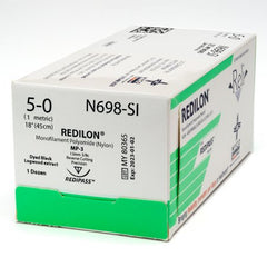 Suture with Needle Reli® Redilon Nonabsorbable Uncoated Black Suture Monofilament Nylon Size 4 - 0 18 Inch Suture 1-Needle 13 mm Length 3/8 Circle Reverse Cutting Needle with Precision Point