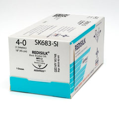 Suture with Needle Reli® Redisilk Nonabsorbable Uncoated Black Suture Braided Silk Size 4 - 0 18 Inch Suture 1-Needle 19 mm Length 3/8 Circle Reverse Cutting Needle