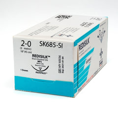 Suture with Needle Reli® Redisilk Nonabsorbable Uncoated Black Suture Braided Silk Size 2 - 0 18 Inch Suture 1-Needle 26 mm Length 3/8 Circle Reverse Cutting Needle