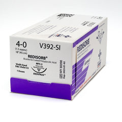 Suture with Needle Reli® Redisorb Absorbable Coated Violet Suture Braided Polyglycolic Acid Suture Size 4 - 0 18 Inch Suture 1-Needle 19 mm Length 3/8 Circle Reverse Cutting Needle