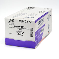 Suture with Needle Reli® Redisorb Absorbable Coated Undyed Suture Braided Polyglycolic Acid Suture Size 3 - 0 27 Inch Suture 1-Needle 19 mm Length 3/8 Circle Reverse Cutting Needle