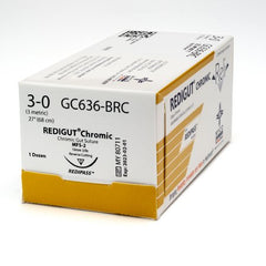 Myco Medical Supplies Suture with Needle Reli® Absorbable Uncoated Undyed Suture Chromic Gut Size 3 - 0 27 Inch Suture 1-Needle 19 mm Length 3/8 Circle Reverse Cutting Needle