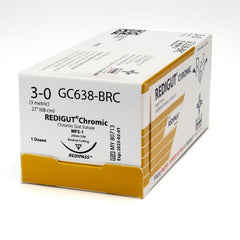 Suture with Needle Reli® Absorbable Uncoated Undyed Suture Chromic Gut Size 3 - 0 27 Inch Suture 1-Needle 24 mm Length 3/8 Circle Reverse Cutting Needle